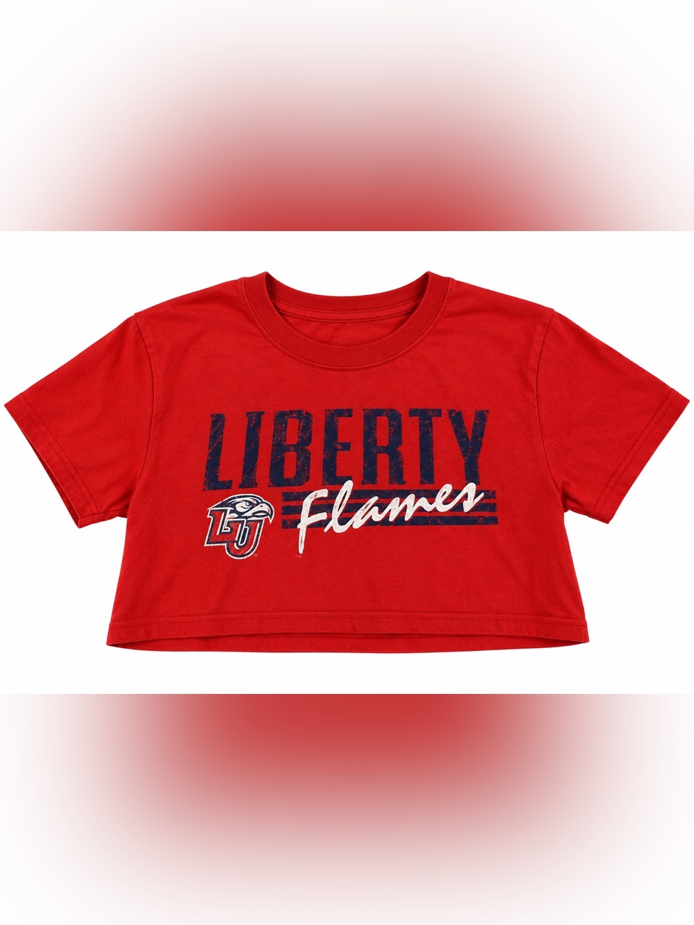 Russell Athletic Red Liberty University Flames Cropped Tee